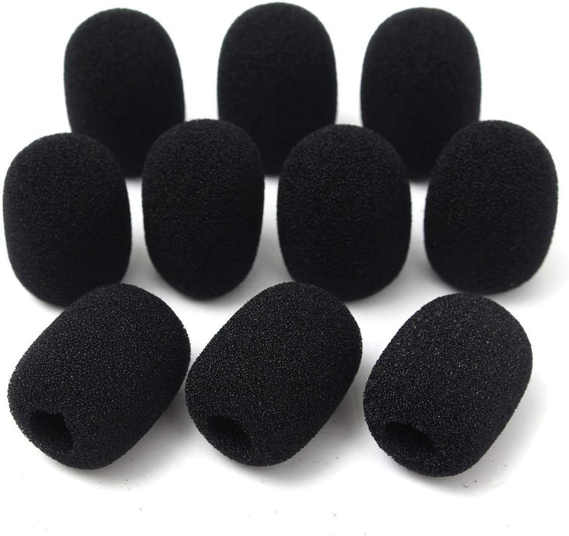 Aokshen Black Mic Cover for Microphone Headset Grill Windscreen Sponge Foam 10PCS