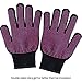 TecUnite 2 Pieces Heat Resistant Gloves Silicone Non-slip Gloves for Hair Styling Curling Iron, Fit All Hand Sizes (Rose red silicone dots)