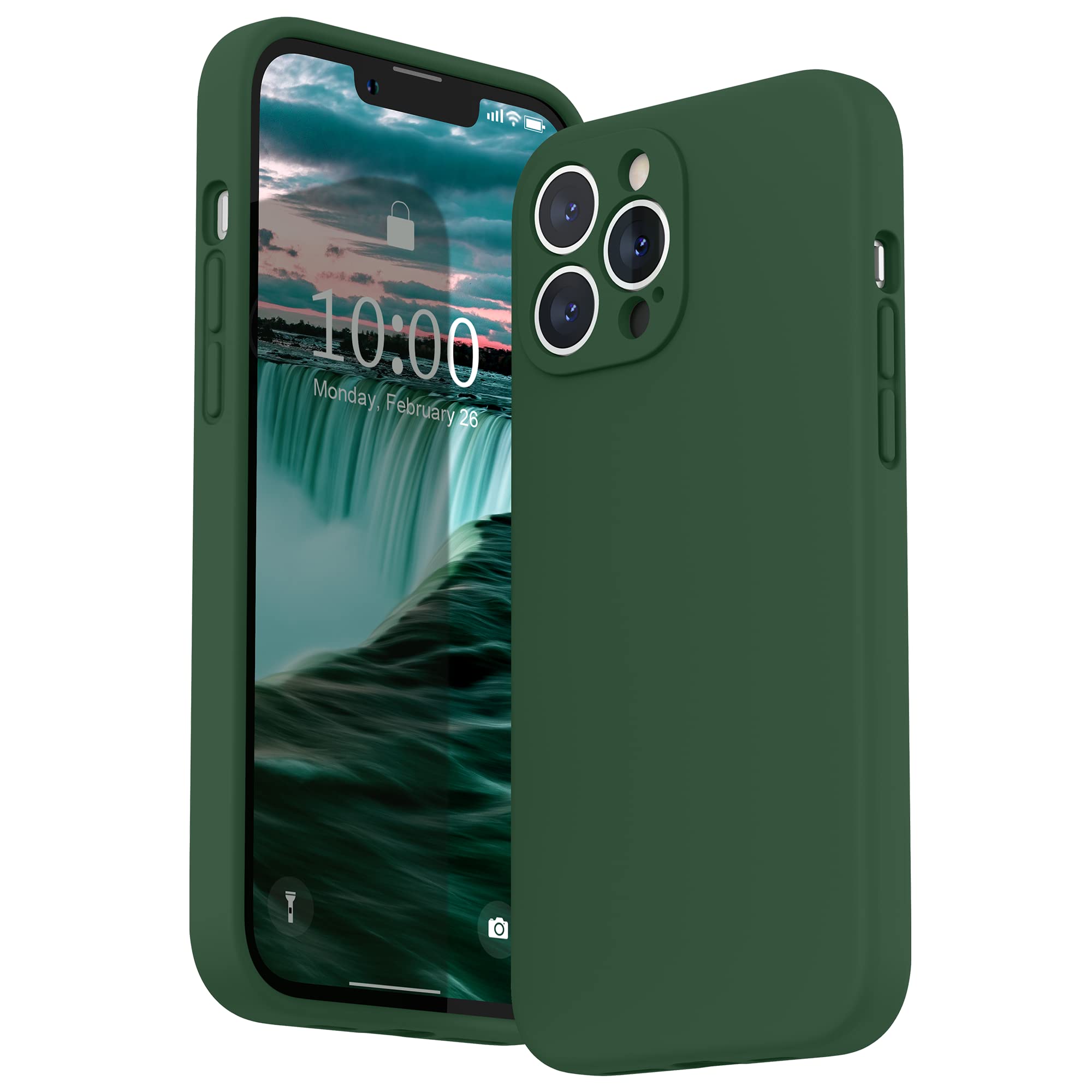 SURPHY Compatible with iPhone 13 Pro Max Case with Screen Protector, Liquid Silicone Protection for Each Lens Shockproof Thickened Rubber Cover for iPhone 13 Pro Max 6.7 inch 2021, Clover Green — image 1