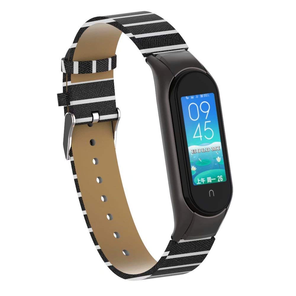 nuosiweilang Compatible with Xiaomi Mi Band 5/Mi Band 6 Leather Strap, Replacement Band Wristband for Xiaomi Miband 5/Miband 6 Men Women