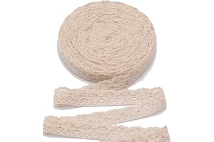 SUYUN WELL 15 Yards 1.13 inch('') Wide Lace Trim Vintage Lace Ribbon Crochet Lace Scalloped Edge for Bridal Wedding Decoration Christmas Package DIY Sewing Craft Supply (Beige, 1.13inch)