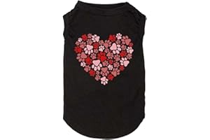 WEOKWOCK Dog Shirts Hearts Print Funny Graphic Small Large Dog Clothes Puppy Vest Gift for Dog Valentine's Day Apparel (Large, Q-Black01)