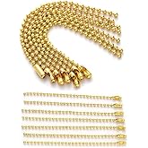 200 Pcs Gold Ball Bead Chain, 4 Inch Metal Ball Chain Keychain with Clasp and Ball Connector, 2.4mm Diameter Hanging Chains for DIY Crafts, Decorations, Dog Tags