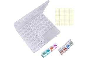 Terokota 56 Grids Diamond Painting Storage Containers, Diamond Painting Drill Organizer Case, Embroidery Diamond Art Beads Accessories Box with 112PCS Stickers