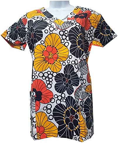 Zikit NY Women's Printed Nursing Medical Scrub Top Plus Sizes 1 X 2X 3 X 4X (M, Mix)
