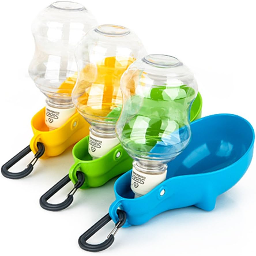 Foldable Dog Water Bottle Dispenser for Travel, Food Grade Material No Spill Drinking Fountain for Pet / Cat, Blue