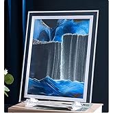 ORDERSOON 3D Deep Sea Sandscapes Moving Sand Art Picture Liquid Motion Sand Art for Adult Desktop Art for Home Decor and Office(Blue)