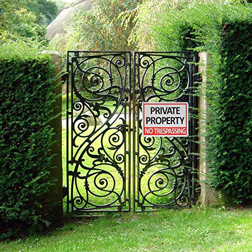 CESHUMD Private Property No Trespassing Metal Sign (4 Pack), 7x10 Inches Indoor/Outdoor Use for Home Business Security Alert, Reflective, UV Protected & Waterproof