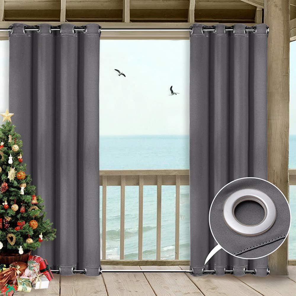 NICETOWN Outdoor Curtain Grommet Top and Bottom, Thermal Insulated Keeps The Rain Out Versatile Vertical Drape, Blackout Heavy Weight Wind Break Outdoor Drapery (52 by 108 inches,1 Piece, Tan-Khaki)