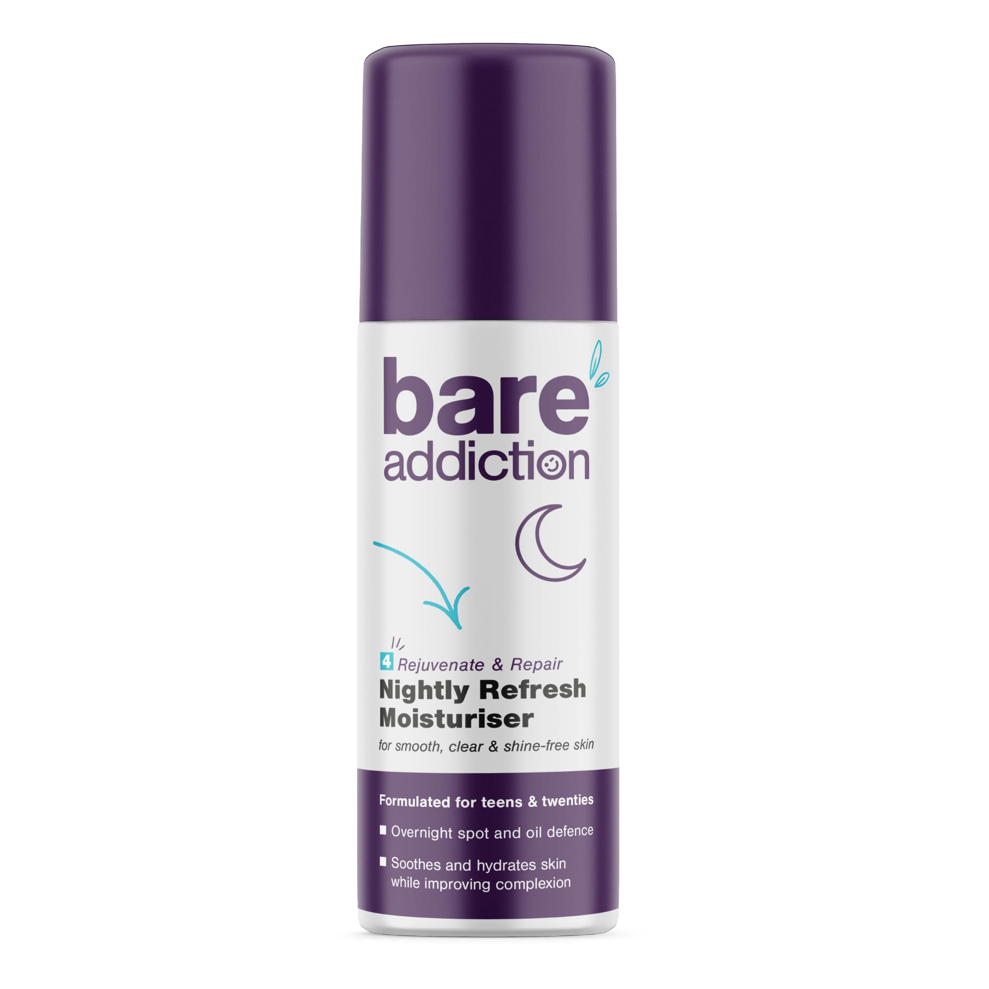 Bare Addiction 50ml Moisturising Night Cream for Skincare and Clear Complexion that Soothes and Hydrate for up to 24 Hours For Smooth, Clear & Shine-Free Skin