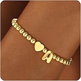 Fezodo Valentines Day Gifts for Kids Girls- Initial Bracelet, 18K Gold Plated Heart Initial Bracelets for Women Girls Dainty Gold Bracelets Christmas Gift for Women Teen Girl Gifts Trendy Stuff