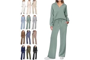 Women's 2 Piece Sets Outfits Casual Long Sleeve Sweatsuits Sets(Light Green,M)