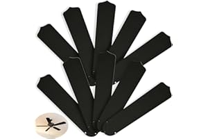 Lineshading 10Pcs Replacement Fan Blades for 42 52 Ceiling Fan Waterproof Weatherproof Fan Blades Replacement for Broken Substitution Replacing Indoor Outdoor Summer(Black,42 Inch)