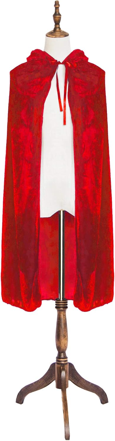 Mayplous Halloween Costumes Women Men Cosplay Long Cape Cloak Fancy Dress for Role Play (Red,100cm / 39")