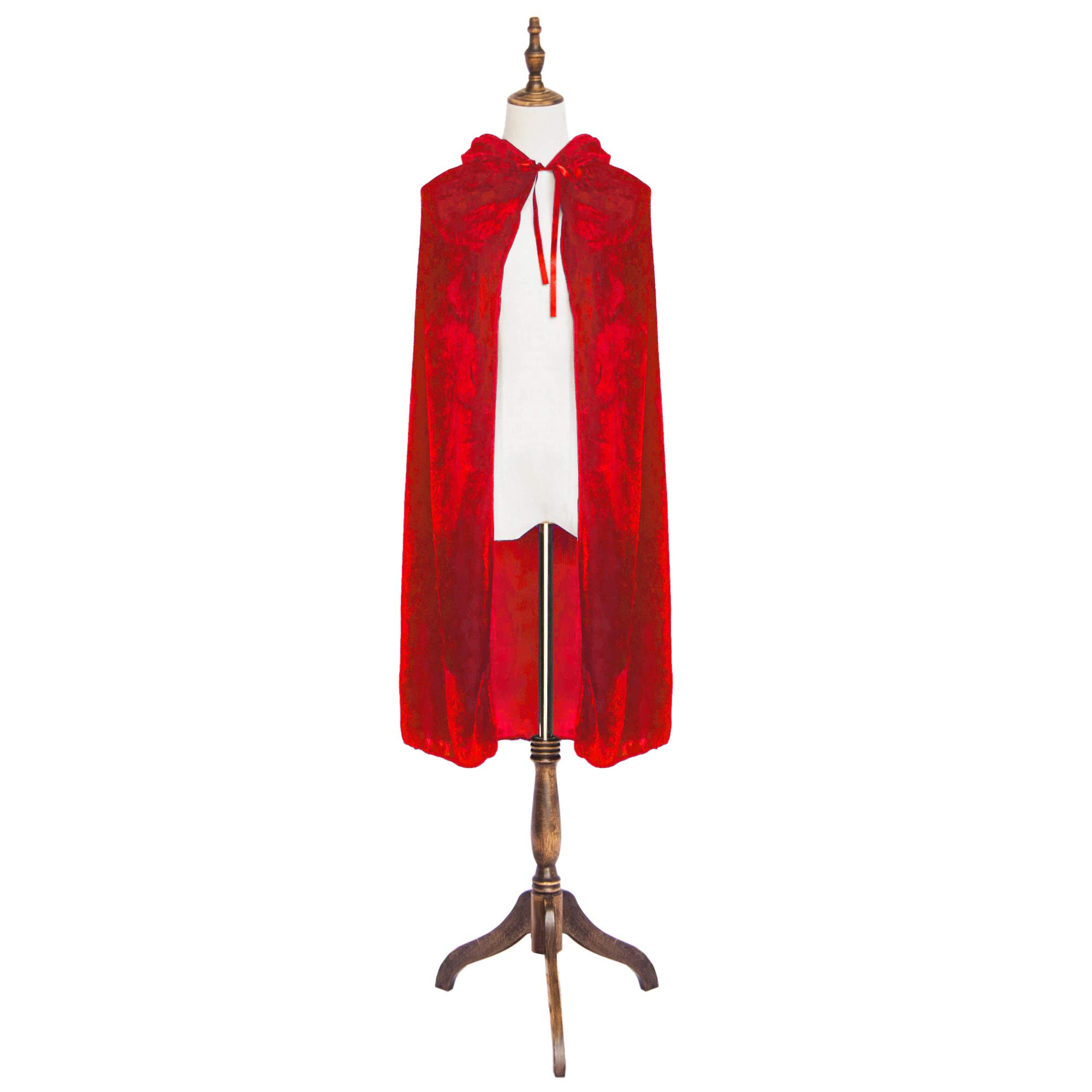 Mayplous Halloween Costumes Women Men Cosplay Long Cape Cloak Fancy Dress for Role Play (Red,100cm / 39")