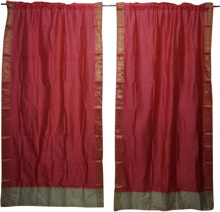 Amazon Com Mogul Interior 2 Red Sheer Sari Panel Rod Pocket
