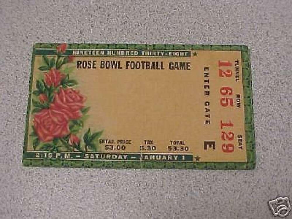 1938 ROSE BOWL TICKET STUB California/Alabama at Amazon's Sports