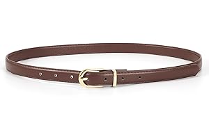 JASGOOD Womens Thin Leather Belt Skinny Faux Leather Belt for Jeans Dress with Gold Alloy Buckle