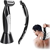 Men Back Trimmer, Wet and Dry Use Men Back Groomer, Extreme Reach Handle and, USB Rechargeable
