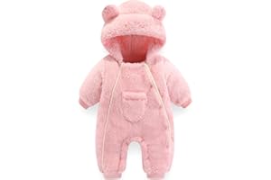 UVIPC Baby Fleece Sweater Romper Hooded Jumpsuit Snowsuit Bear Outfits Double Line Design