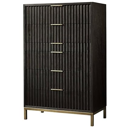 Amazon Com Benzara Bm187782 Scalloped Front Six Drawer Chest With