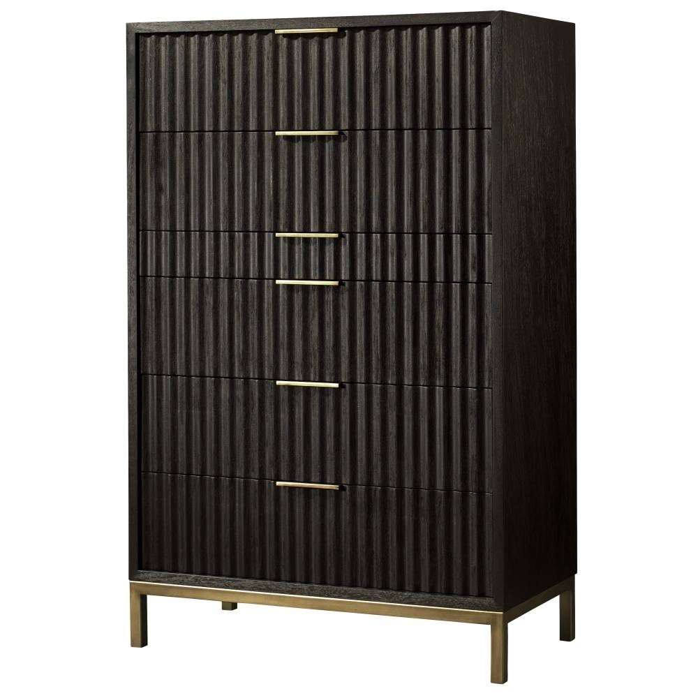 Modus Furniture Kentfield 6-Drawer Chest, Transparent Black Mahogany
