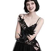 THARAHT Natural Feather Gloves Cuffs Women’s Wrist Accessories Swan Wings Wrist Bands Cosplay Costume