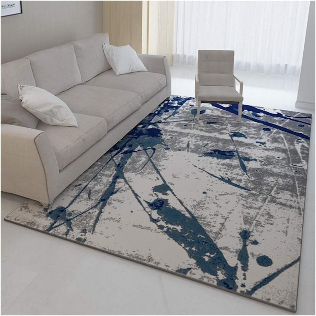 DAMENGXIANG Blue Gray Abstract 3D Printing Soft Carpet For Living Room Coffee Table Bedroom Non-Slip Floor Mat Home Decor Foot Pad 40×60Cm