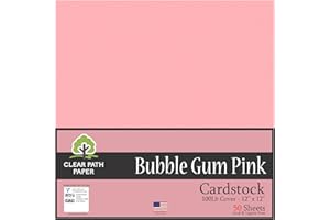 Bubble Gum Pink Cardstock - 12 x 12/30.5cm x 30.5cm - 100Lb Cover / 270gsm - 50 Sheets - Clear Path Paper