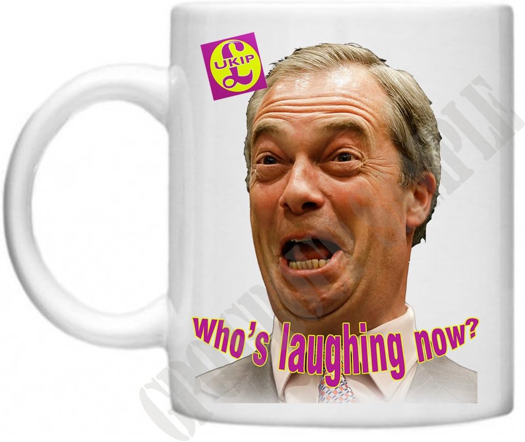 Ukip Who S Laughing Now Brexit Nigel Farage Uk Independence Party General Election Political Design Microwave Dishwasher Safe 11oz Mug Cup Amazon Co Uk Kitchen Home