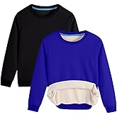 2 Pack Kids Fleece Sweatshirts Crewneck Long Sleeve Pullover Sweatshirts Boys Girls Tops for Toddlers(Age 2-14)