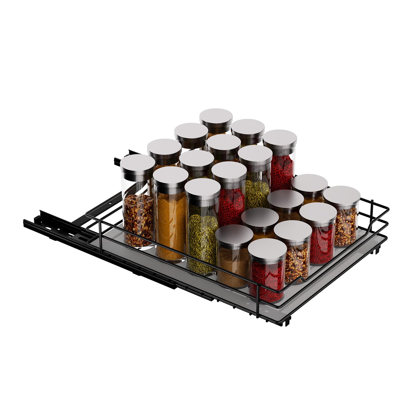 MAYZOLOP Pull Out Spice Rack, Spice Rack for Inside Cupboard, Metal Kitchen Cupboard Organiser,Storage Rack for Inside Cupboard, 22.2cm B x 26.4cm T x 5.6cm H โ image 1