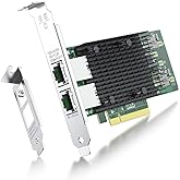 10Gb NIC Dual RJ45 Port PCIe Network Card with Intel X540-AT2 Controller, 10G Ethernet Converged Network LAN Adapter, Support