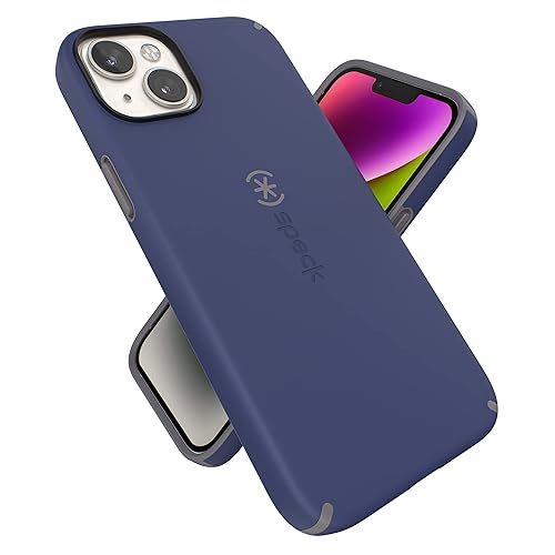 Speck iPhone 15 Plus & 14 Plus Case - Drop Protection, Scratch Resistant, Built for MagSafe iPhone Case - Soft Touch Coating - 6.7" iPhone Case, Dual Layer - Prussian Blue/Cloudy Grey CandyShell Pro