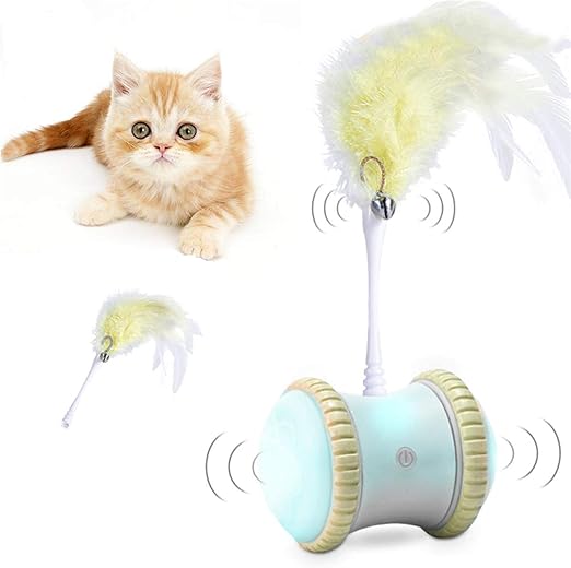 Robotic Interactive Cat Toy for Indoor, 360 Degree Self Rotating