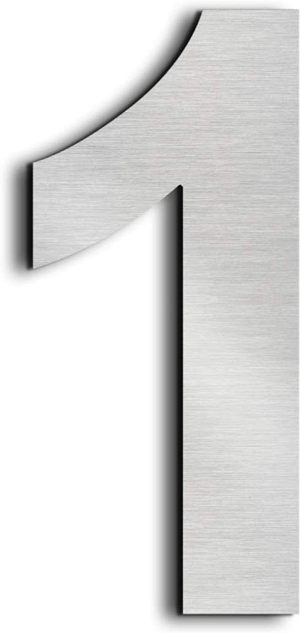 Nanly – Hausnummer „2" (die Zahl Zwei), aus massivem 304er-Edelstahl, Schwebe-Effekt, 15,3 cm, einfach zu montieren, number 1