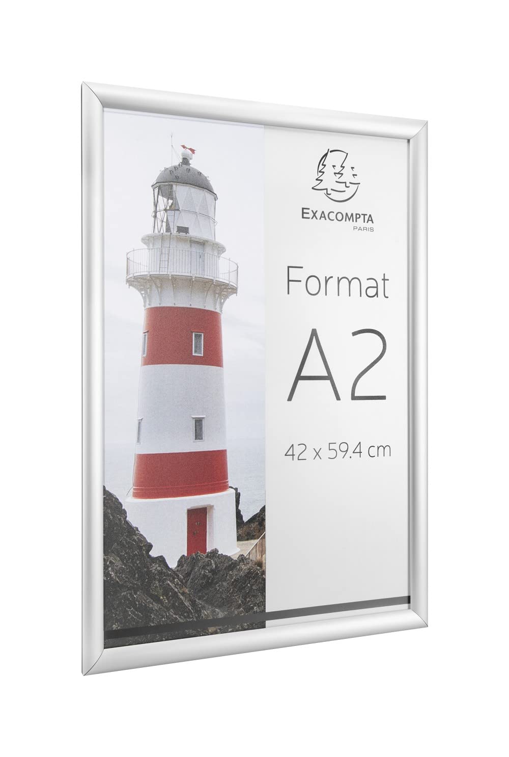 Exacompta - Ref. 8294358D - 1 aluminium wall frame - format to be classified A2 - can be used horizontally or vertically - screws and dowels supplied - crystal