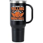 Onebttl Basketball Coach Gifts, Basketball Gifts for Coach on Birthday Christmas, 40oz Stainless Steel Tumbler with Handle, Lid and Straw, Black