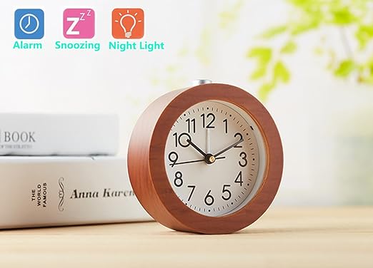 Amazon Com Alarm Clock Natural Wood Clock Large Face Alarm Clock