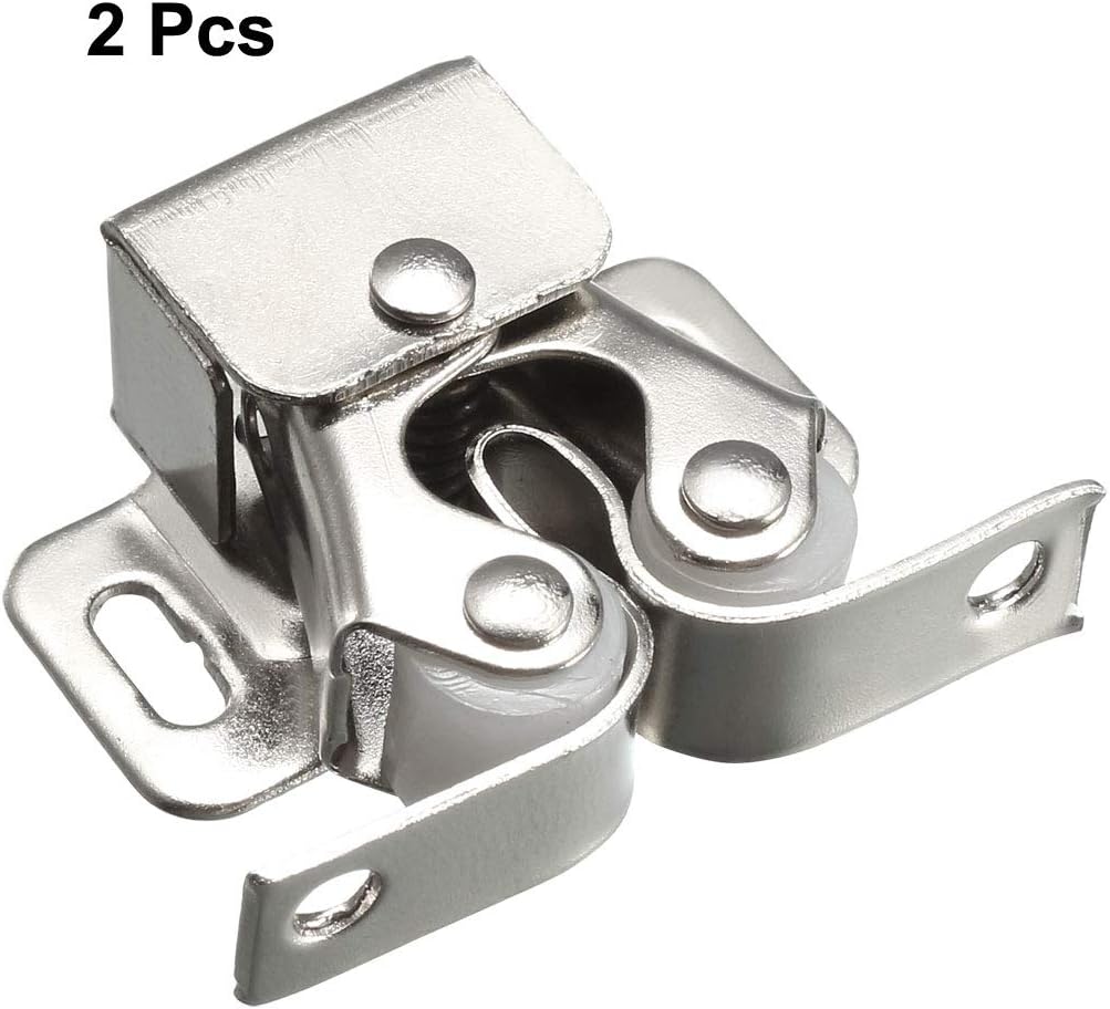 sourcing map Cabinet Door Double Roller Catch Ball Latch with Prong Hardware, Silver 2pcs, Silver Tone 2pcs - Image 5