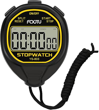 FCXJTU Digital Waterproof Stopwatch 1/100 Sec Silent Large Display Black