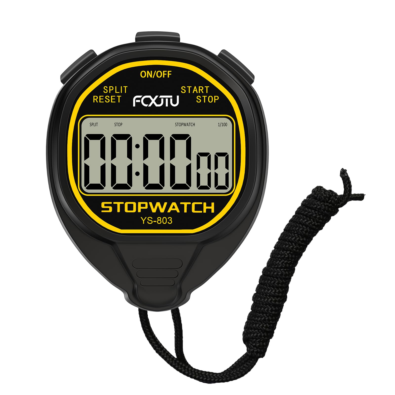 FCXJTU Digital Waterproof Stopwatch, No Bells, No Clock, No Date, Simple Basic Operation, Silent, ON/Off, Large Display for Swimming Running Training Kids Coaches Referees Teachers (Black)