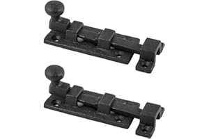 Renovators Supply Manufacturing Slide Bolt Latch 3 in. Black Wrought Iron Ball Tip Style Slide Bolt with Mounting Hardware Pack of 2