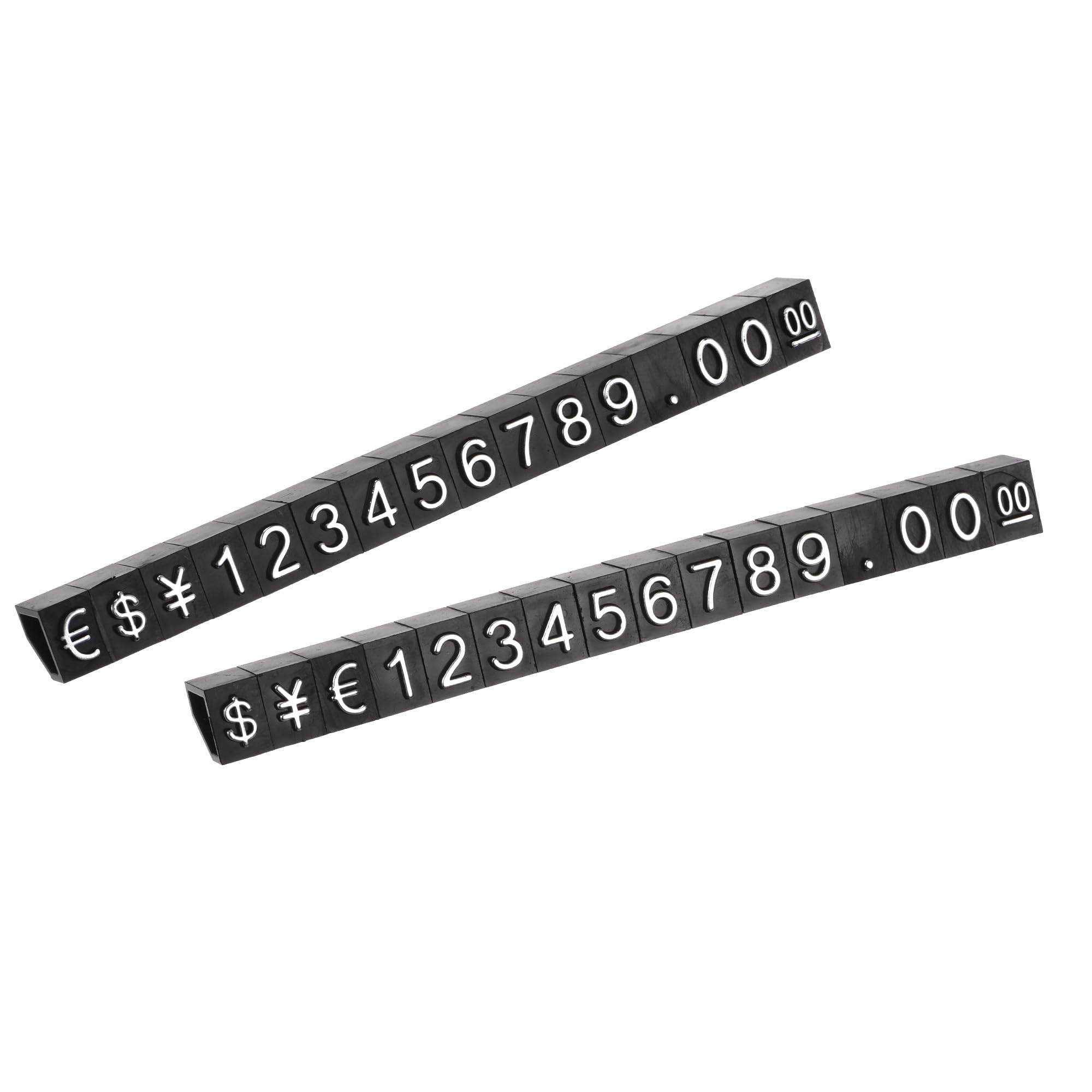 sourcing map Adjustable Removable Mini Cube Price Tag Display Number Letter Price Label Stand Block Kit for Shop Counter Silver on Black,3.8x6.9mm,16 Sets