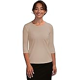 Kosher Casual High Neck Layering Top for Women Quarter Sleeve Slim Fit Tee