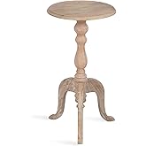 Kate and Laurel Tourneaux Traditional Wooden Round Side Table, 16 x 26, Light Natural, Elegant Vintage Pedestal Table for Use