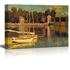 The Bridge of Argenteuil by Claude Monet - Impressionist Modern Art - Canvas Art Home Art - 12x18 inches