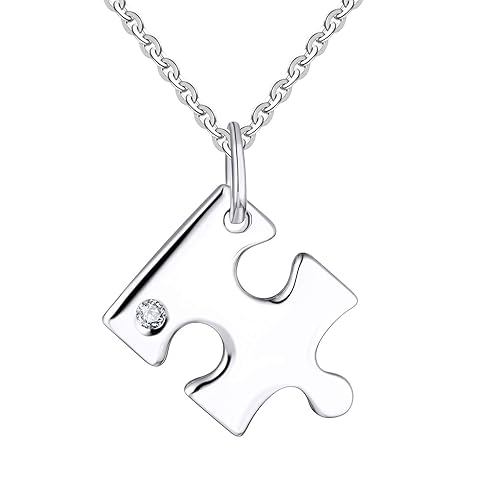 JO WISDOM Damen Halskette bbf Puzzle Silber 925 bester Freund Kette Anhänger mit AAA Zirkonia