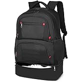 seyfocnia Gym Backpack for Men, Waterproof Sports Backpacks With Shoe Compartment Lightweight Workout Trainning Back Pack Casual Travel Daypack-Black