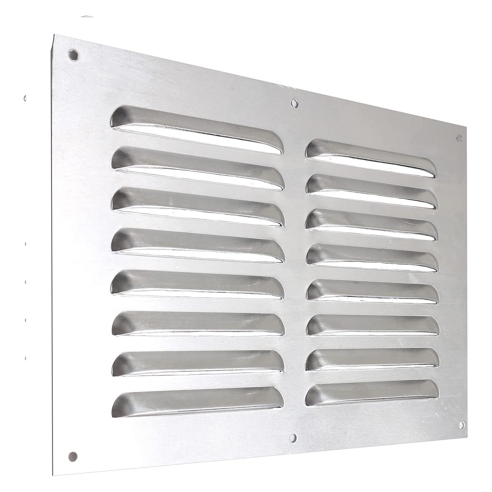 Aluminum Louvre Air Vents 9” x 6” Satin Aluminium/Metal Chrome Effect Wall Grille Internal Vent Covers Ventilation Grilles for Cupboard Wardrobe Ventilation 1 Pieces.